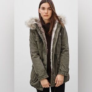 Aritzia Khaki Green Talula Faux Fur Parka Jacket